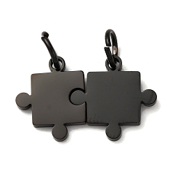 Черный Ионное покрытие (ip) 304 подвески из нержавеющей стали, подвески для пар, с целью перехода в кольце, очарование головоломки, чёрные, 13x10~13 мм, 2 шт / комплект