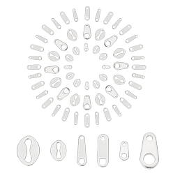Stainless Steel Color 240Pcs 6 Style Stainless Steel Chain Tabs, Chain Extender Connectors, Mixed Shape, Stainless Steel Color, 12x6x1.5mm, Hole: 1.3mm