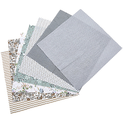 Gray 7 Sheets Cotton Fabric, for Patchwork, Sewing Tissue to Patchwork, Square with Flower Pattern, Gray, 250x250x7mm