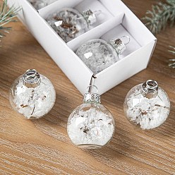 White Glass Pendants, for Party Decoration, Round, White, 40mm, 6pcs/set