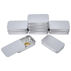 Серебро Прямоугольные жестяные ящики для хранения, с чехлом, для свечей, сухое хранение, специи, чай, конфеты, сувениры для гостей, серебряные, 8.2x5x1.55 см