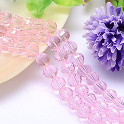 Pearl Pink Faceted Round Imitation Austrian Crystal Bead Strands, Grade AAA, Pearl Pink, 10mm, Hole: 0.9~1mm, about 40pcs/strand, 15.7 inch
