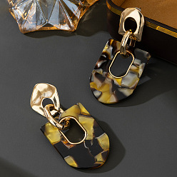 Arch Серьги-гвоздики из сплава и акрила, золотые, арка, 70x30 мм