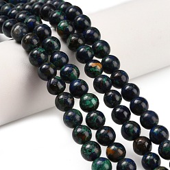 Azurite Натуральные нитки из бисера азурита, класса AB, круглые, 6~6.5 мм, отверстие : 0.8 мм, около 68 шт / нитка, 15.98'' (40.6 см)