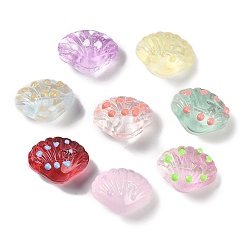 (52) Непрозрачная лаванда Бусы лэмпворк ручной работы, формы раковины, разноцветные, 16~16.5x12~13x9~10 мм, отверстие : 1.2 мм, около 25 шт / нитка, 16.14'' (41 см)