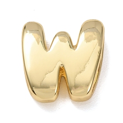 Letter W Латунные бусины, долговечный, стойки покрытие, без свинца и без кадмия, реальный 18 k позолоченный, Буква W, 21x20.5x7 мм, отверстие : 18x4 мм