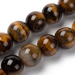 Tiger Eye Natural Tiger Eye Round Bead Strands, 14mm, Hole: 1.2mm, about 28pcs/strand, 15.3 inch