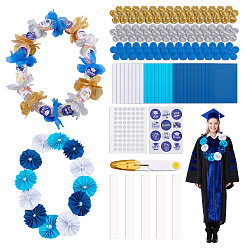 Color mezclado Kits de graduación para hacer tú mismo, incluyendo una cartulina de papel artesanal, cinta acrílica de doble cara, pegatinas de papel de puntos, tijeras en forma de U de acero inoxidable, las bolsas de plástico, pétalos artificiales de poliéster, color mezclado, 4 mm