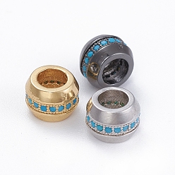 (52) Непрозрачная лаванда Латунные микро проложить кубического циркония бусы, баррель, Плут синий, разноцветные, 7.5x5.5 мм, отверстие : 4 мм