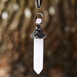 Rose Quartz Natural Rose Quartz with Metal Big Pendants, Bullet Charms, Red Copper, 78x17mm