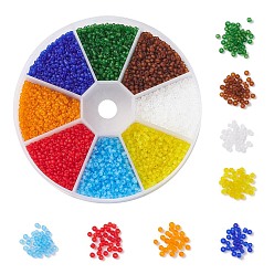 Mixed Color 160g 8 Colors Glass Seed Beads, Frosted Colors, Round, Mixed Color, 2mm, Hole: 1mm, 20g/color