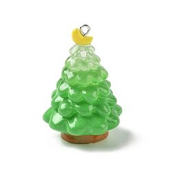 Рождественская елка Подвески из непрозрачной смолы на рождественскую тематику, с железной платиной петлей, рождественская елка, 44.5x31x30.5 мм, отверстие : 2 мм