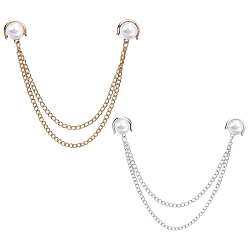 Платиновый & Золотой 2шт. 2 цветов Полукруглые пластиковые значки с перламутровым блеском, броши-подвески из сплава, платиной и золотом, 63 мм, бусины : 21 мм диаметром, 1 шт / цвет