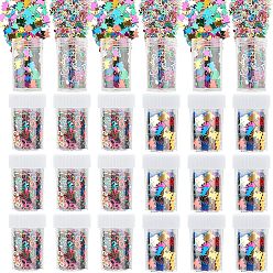 (52) Непрозрачная лаванда Pvc глянцевый блеск блестки, diy sparkly paillette советы ногтей, ногтей декоративные аксессуары, смешанный алфавит, числа и медведь, разноцветные, 6~7x6~8x0.1 мм, 24 бутылок / комплект