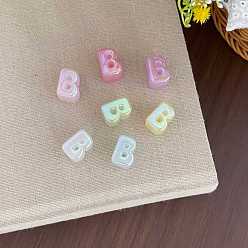 Letter B Cuentas acrílicas con letras y baño UV, abalorios de grande agujero, jalea de imitación, iridiscente, letra b, 19.8~21x8.7~20.5x13.6~13.8 mm, agujero: 6.3 mm