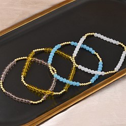 (52) Непрозрачная лаванда Женские браслеты из круглых бусин из латуни и стекла, стойки покрытие, без свинца и без кадмия, долговечный, разноцветные, внутренний диаметр: 2-1/8 дюйм (5.3 см)