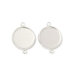 Посеребрённый Плоский контур с латунным контуром кабошона, стеллажное покрытие круглые пустые поддоны с окантовкой, долговечный, без свинца и без кадмия, 925 серебро покрытием, лоток : 14 мм, 21.5x16x2 мм, отверстие : 1.5 мм