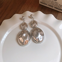 Серебро Серьги-гвоздики из сплава железа, самородки, серебряные, 97x35 мм