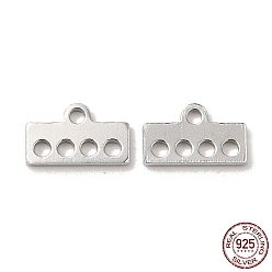 Платина Антикоррозийные 925 компоненты люстры из стерлингового серебра, 5-петлевой прямоугольный разъем, платина, 4.3x7x0.6 мм, отверстие : 1 мм