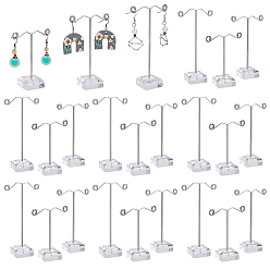 Платина 8 наборы 3 размеры Т-образная планка железные рамки для демонстрации сережек, с прозрачным акриловым корпусом, платина, 3x6.4x8.2~12.1 см, 3 шт / комплект