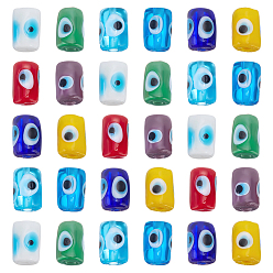 (52) Непрозрачная лаванда 30 бусины лэмпворк ручной работы от сглаза, колонка, разноцветные, 14x10 мм, отверстие : 1.2 мм