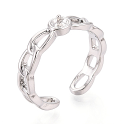 Платина Настройки колец для чашек из латуни, регулируемые настройки колец для полупросверленных бусин, без кадмия, без никеля и без свинца, платина, 4.5 мм, регулируемый, штифты : 0.8~1 мм