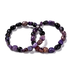 Чароит Натуральный чароит из бисера, упавший камень, самородки, внутренний диаметр: 2~2-1/8 дюйм (5.1~5.5 см)