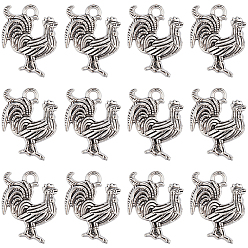 Античное Серебро 50 шт. Подвески из сплава в тибетском стиле, петух, античное серебро, 21.5x18x3.5 мм, отверстие : 2.5 мм