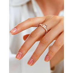 Розовое Золото 925 кольца из стерлингового серебра для женщин, сердца и короны, розовое золото , размер США 9 (18.9 мм)