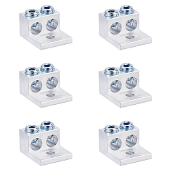 Silver 6Pcs Dual 2-hole Aluminum Wire Lug, Silver, 37x31x27mm, Hole: 11mm