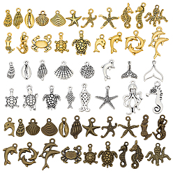 (52) Непрозрачная лаванда 168 шт. Подвески из сплава в тибетском стиле, разнообразные, разноцветные, 14~30x6.5~20x1.5~4 мм, отверстие : 1~2.5 мм