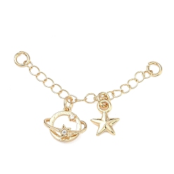 Золотой Удлинитель цепочки из латуни и акрила, планета и звезда, долговечный, стойки покрытие, золотые, 52 мм