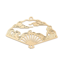 Light Gold Подвески для подключения долговечных латунных звеньев с покрытием, без кадмия, без никеля и без свинца, полый вентилятор, золотой свет, 19x30x0.3 мм, отверстие : 1.2 мм