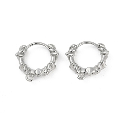 Платина Латунная фурнитура для хооп серег, с петлей, без кадмия, без никеля и без свинца, круглые, платина, 14.5x14x4 мм, отверстие : 1.4 мм