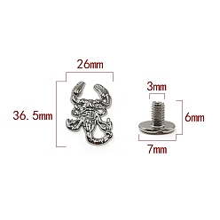 Platinum Zinc Alloy Decorative Buttons, Scorpion, Platinum, 3.65x2.6cm
