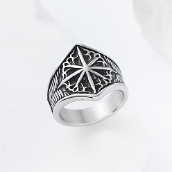 Нержавеющая Сталь Цвет Восьмиконечная звезда 304 кольца на палец из нержавеющей стали, цвет нержавеющей стали, размер США 9 (18.9 мм)