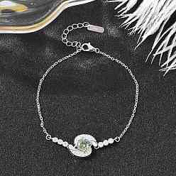 Платинированный 925 ссылка стерлингового серебра браслеты, браслеты-цепочки для женщин, ветряная мельница, с муассанитовым стразом, Реальная платина, 6-3/4 дюйм (17 см)