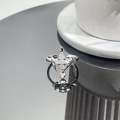 Платина Латунные манжеты со стразами для женщин и мужчин, крестик, платина, внутренний диаметр: 15~20 мм