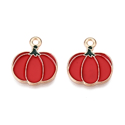 Тыква Подвески из сплава с эмалью на тему Дня благодарения, золотой свет, без свинца и без кадмия, тыква, 18x15.5x1 мм