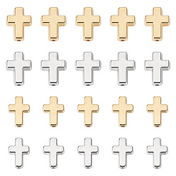 Платиновый & Золотой 300 ПК 4 стили CCB пластиковые бусины, крестик, платиной и золотом, 13~16x9~12.5x3~5 мм, отверстие : 1.5~1.6 мм, 75 шт / стиль