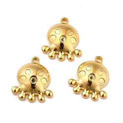 Real 18K Gold Plated Ion Plating(IP) 304 Stainless Steel Pendants, Octopus Charms, Real 18K Gold Plated, 20x17.5x5mm, Hole: 2mm