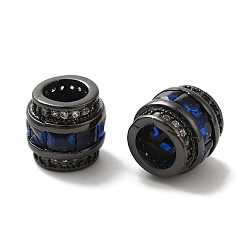 Черный Цвет Металла Колонка латунные микро проложить кубического циркония европейских бусы, бусины с большим отверстием, долговечный, без кадмия и без свинца, металлический черный , 9.5x9 мм, отверстие : 5 мм