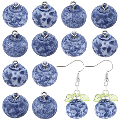 Морской Синий 16 кулоны из смолы, черника, с платиновыми железными петлями, Marine Blue, 16.5x16x16 мм, отверстие : 2 мм