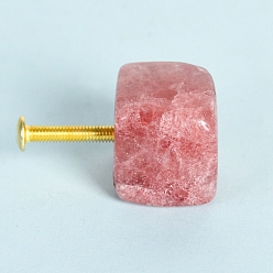 Strawberry Quartz Strawberry Quartz Drawer Knobs, Drawer Pulls Handle, Iron Screw, for Home, Cabinet, Cupboard and Dresser, 20~30mm