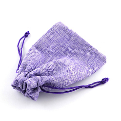 Medium Purple Burlap Packing Pouches Drawstring Bags, Medium Purple, 9x7cm