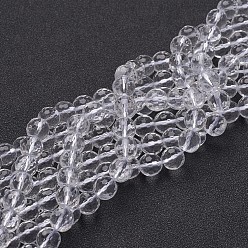 Хрусталь Бусины из дрогоценного камня, кристалла кварца, граненый (128 граней), круглые, синтетический кристалл, 8 мм, отверстие : 1 мм, около 50 шт / нитка, 15.5 дюйм