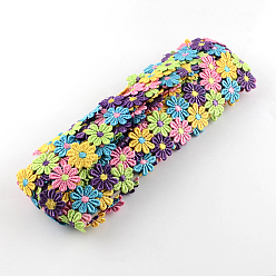 Colorful Flower Polyester Ribbon, for Gift Packing, Colorful, 1 inch(26mm)x2mm, about 15yards/bundle(13.716m/bundle)
