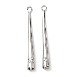 Нержавеющая Сталь Цвет 304 подвески из нержавеющей стали, конусообразный кулон, цвет нержавеющей стали, 60x6.5 мм, отверстие : 3x4.5 мм