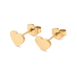 Золотой 304 из нержавеющей стали серьги, сердце, золотые, 7x6 мм