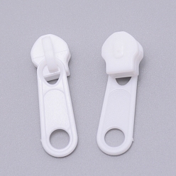 Weiß Kunststoff-Reißverschlussschieber, Bekleidungszubehör, ellipsenförmige, weiß, 3.6x1.1x1.1 cm